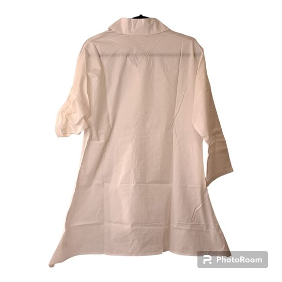 Truth + Style White Dolman Woven Sleeve Shirt w/Shark Bite Hem White/XS NWOT - Picture 3 of 15